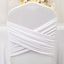 White Spandex Banquet Chair Cover with Ruffle Skirt & Cross Back Sash â€“ Stretch Slipcover for Events