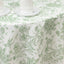 Polyester 120" Round Tablecloth White - Dusty Sage Green French Toile Pattern for Chic Weddings