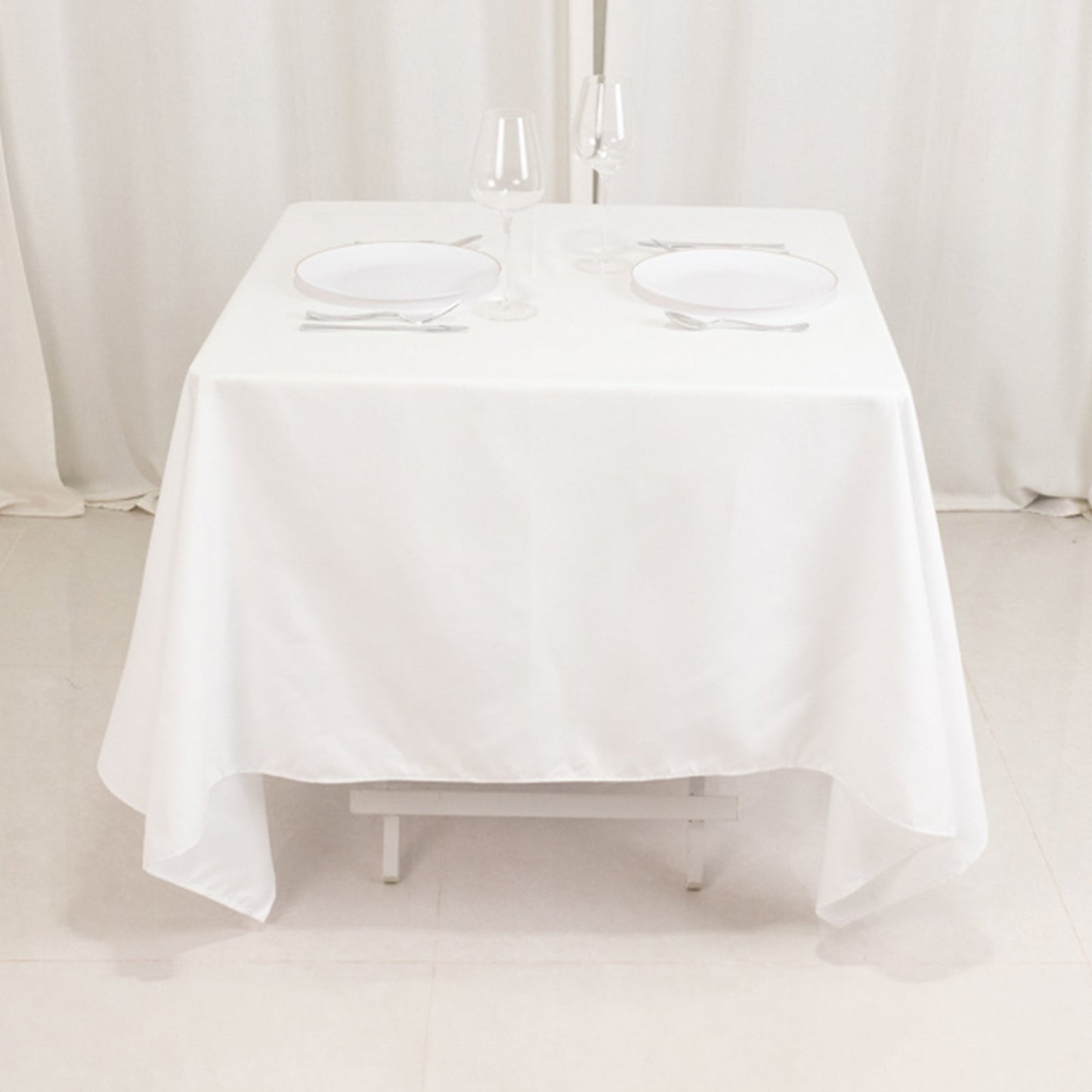 Cotton Blend 70"x70" Square Tablecloth White - Wrinkle-Resistant Fabric for Modern Table Decor