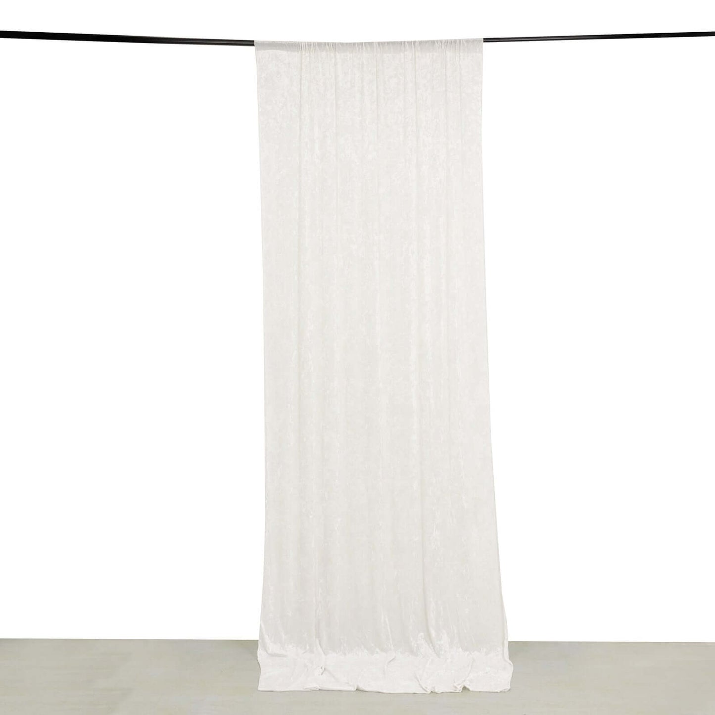 White Crushed Velvet Backdrop Curtain â€“ 5ft x 12ft Event Drape with Rod Pocket, Privacy Panel for Photo Booths & Events