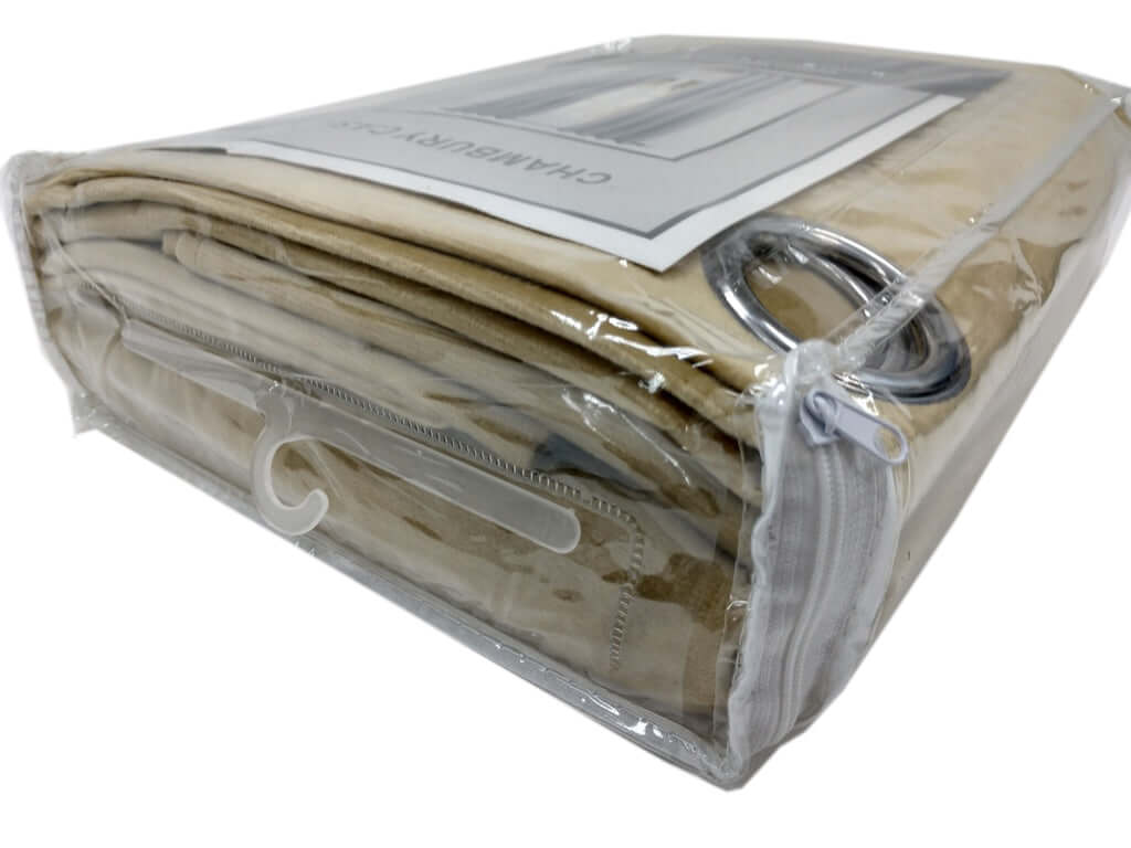 2 Pack Champagne 330 GSM Premium Velvet Thermal Blackout Curtains With Chrome Grommet Window Treatment Panels - 52"x64"