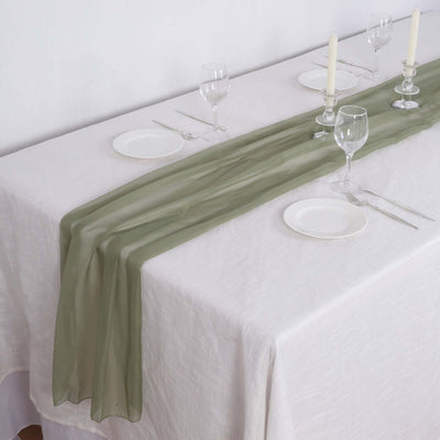 Chiffon 6ft Table Runner Dusty Sage Green - Flowy & Lightweight Table Decor - Runners