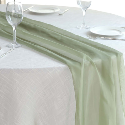 Chiffon 6ft Table Runner Dusty Sage Green - Flowy & Lightweight Table Decor - Runners
