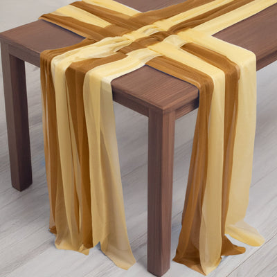 20-Pack 9ft Sheer Table Runners â€“ Champagne/Gold Shimmer Sheer Drapes, Wrinkle-Free