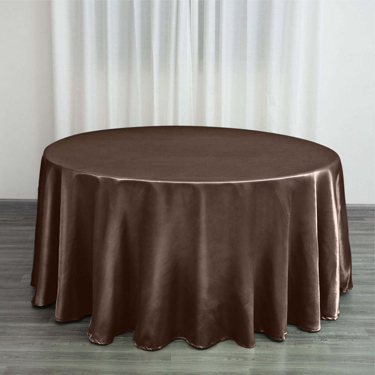 Satin 120" Round Tablecloth Chocolate - Stylish Seamless Table Cover