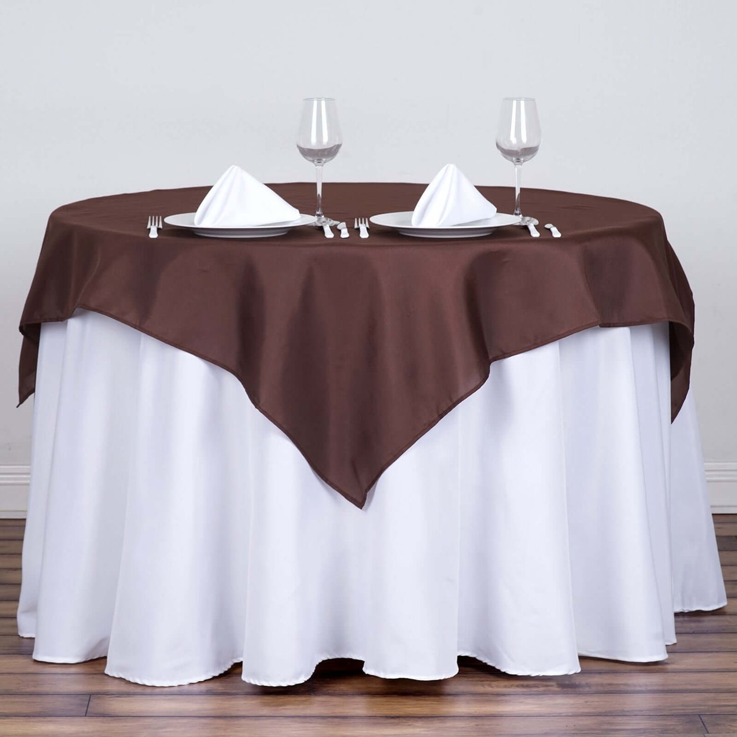 Polyester 54"x54" Table Overlay Square Tablecloth Chocolate - Wrinkle-Resistant & Durable Table Cover