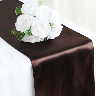 Satin 12"x108" Table Runner Chocolate - Stylish Table Linen