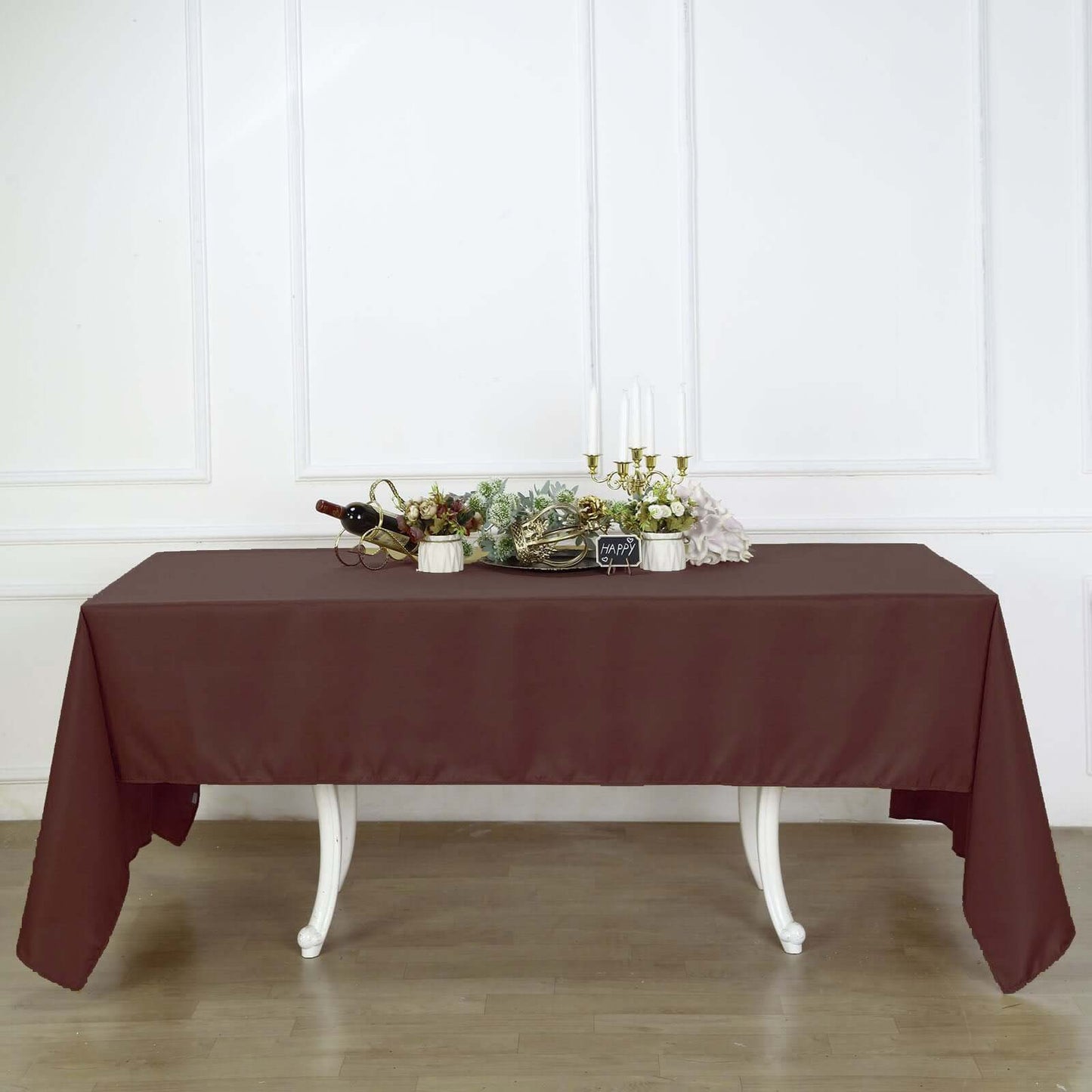 Polyester 60"x126" Rectangle Tablecloth Chocolate - Wrinkle-Resistant Table Cover