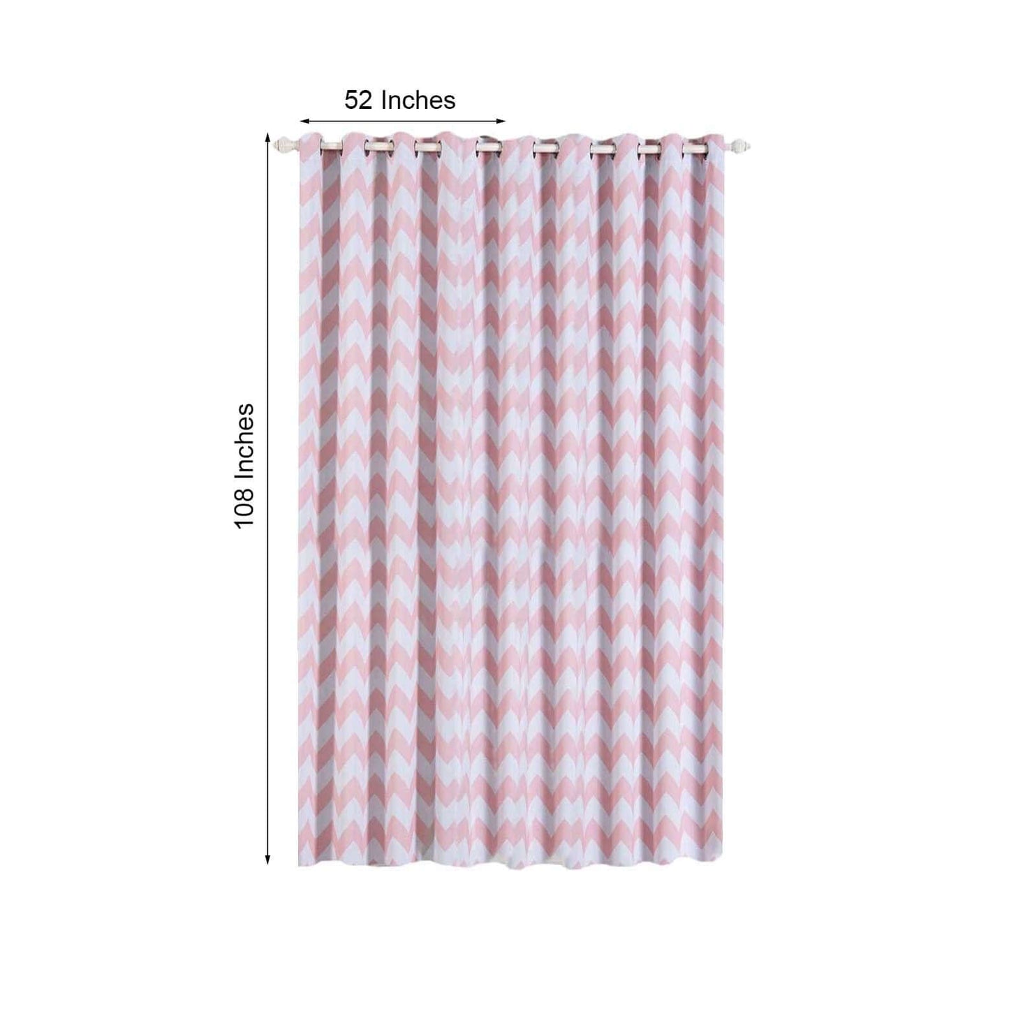 2 Pack White Blush Chevron Design Thermal Blackout Curtains With Chrome Grommet Window Treatment Panels - 52"x108"