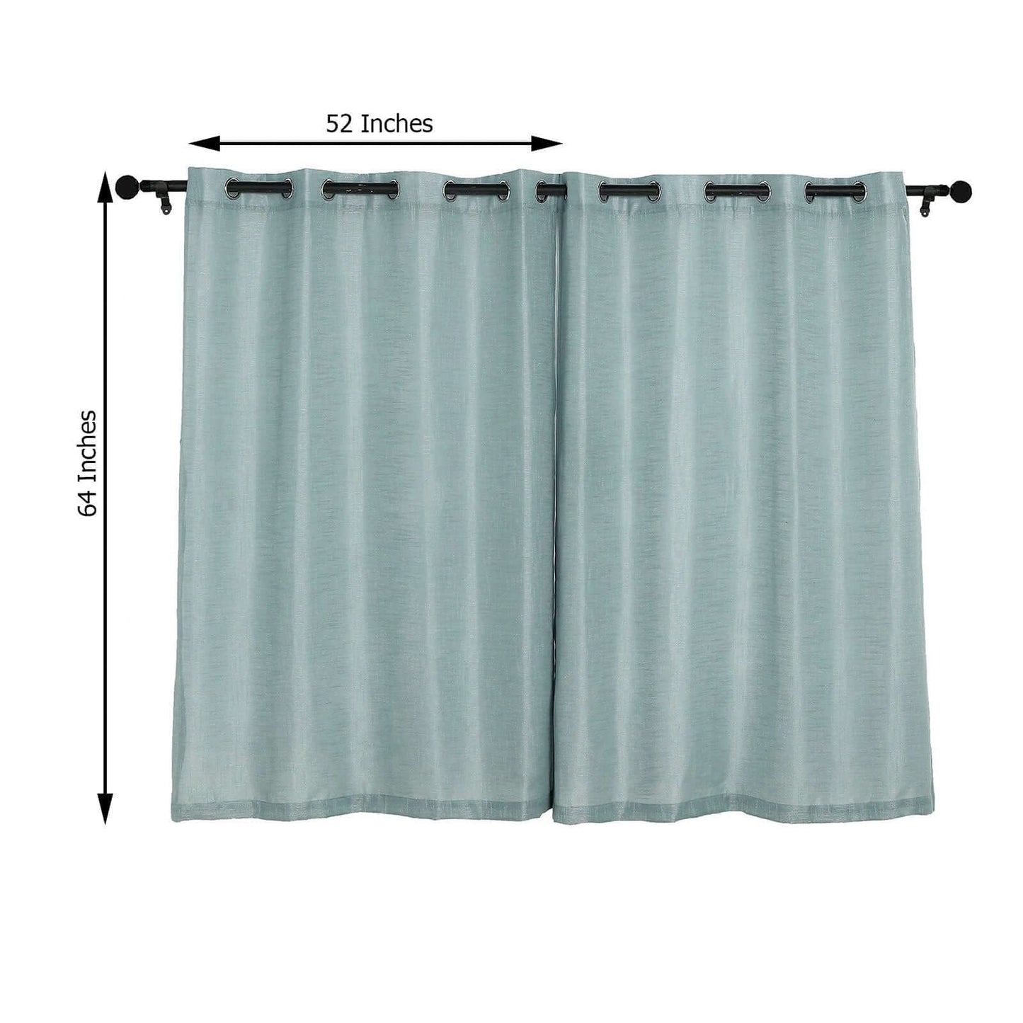 2 Pack Handmade Dusty Blue Faux Linen Curtains 52"x64", Curtain Panels With Chrome Grommets