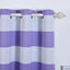 2 Pack White Lavender Lilac Cabana Stripe Thermal Blackout Curtains With Chrome Grommet Window Treatment Panels - 52"x108"