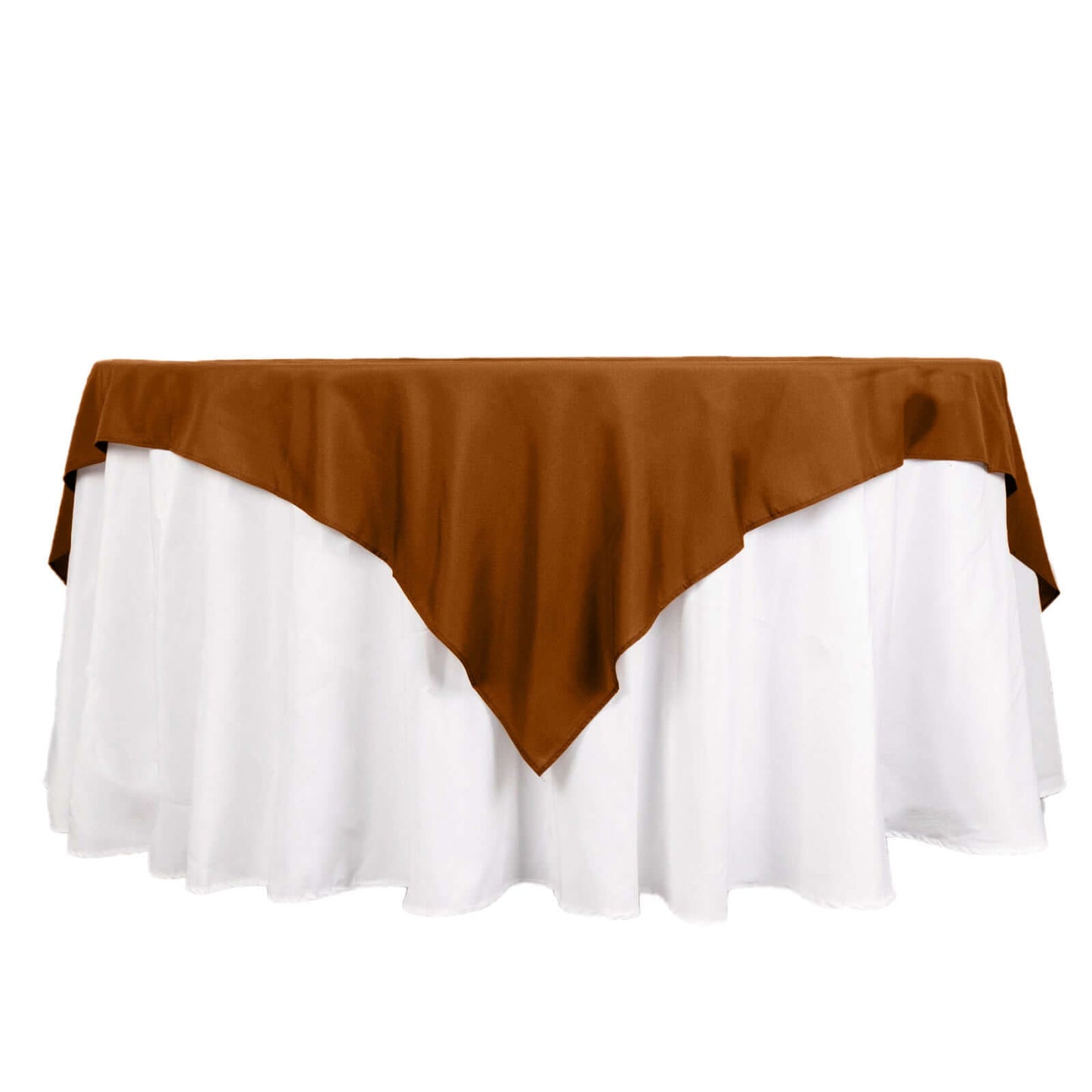 Polyester 70"x70" Table Overlay Square Tablecloth Cinnamon Brown - Wrinkle-Resistant & Durable Table Cover
