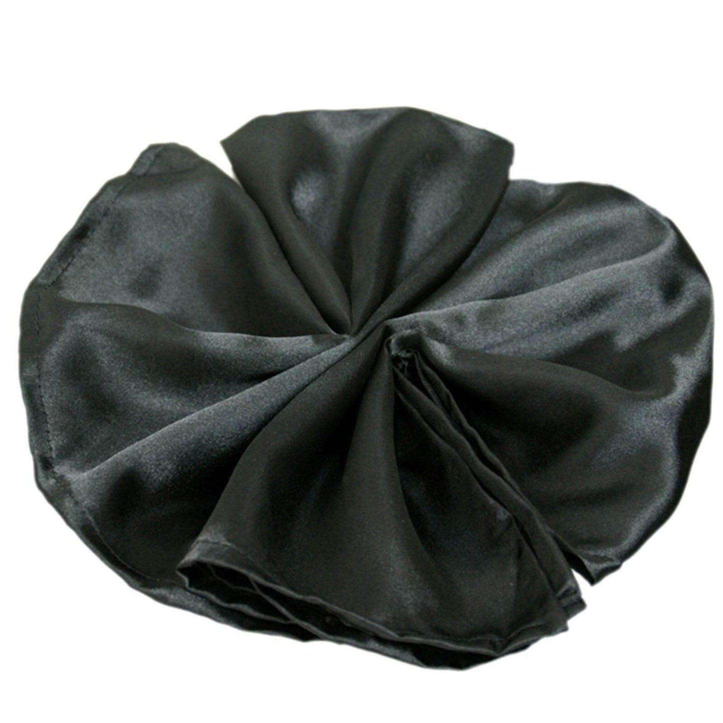 5 Pack Satin 20"x20" Napkins Black - Luxurious Shine & Smooth Dinner Napkins for Upscale Events