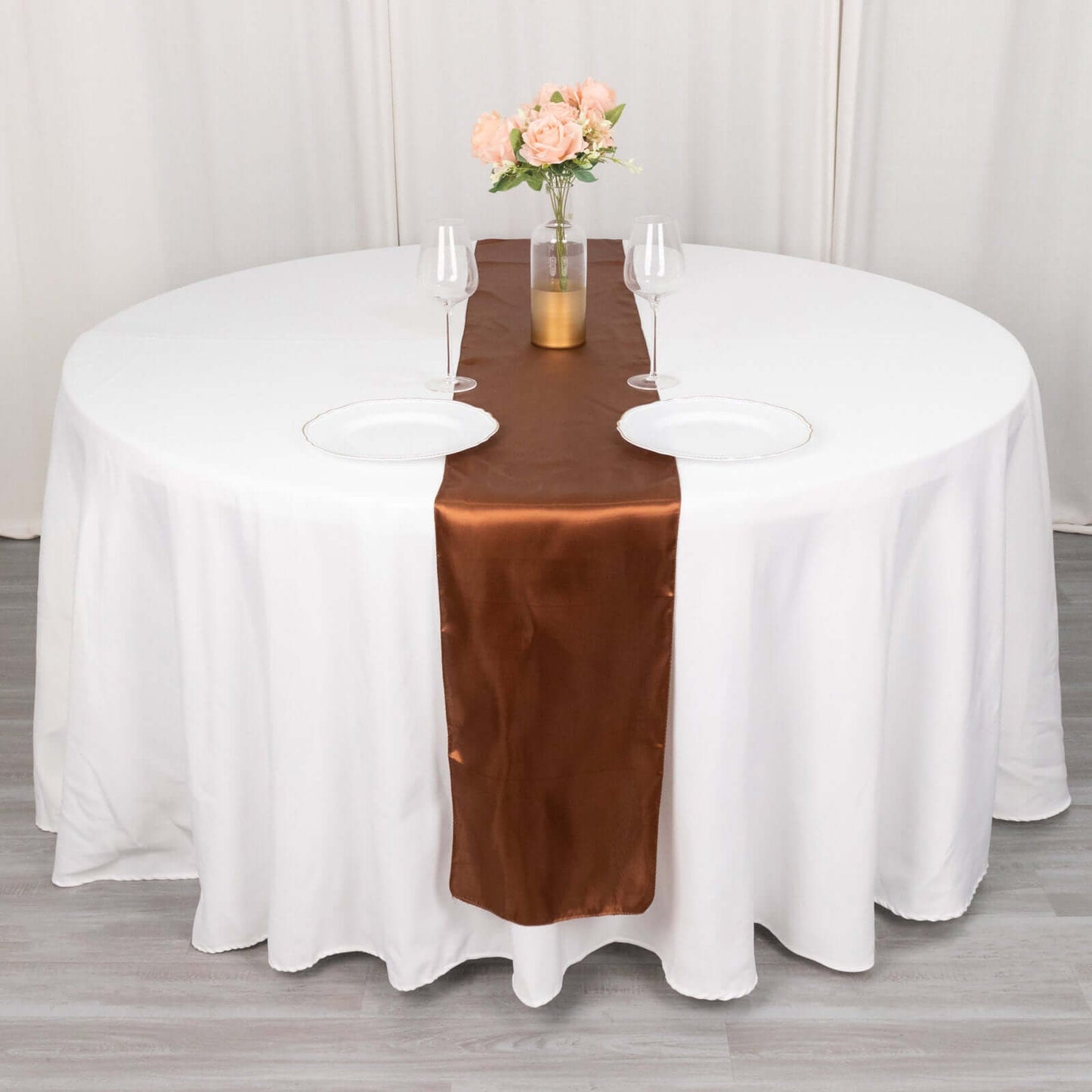 Satin 12"x108" Table Runner Cinnamon Brown - Stylish Table Linen