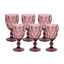 6-Pack Wine Glasses Dusty Rose Embossed Crystal Cut Design Stemmed - Colored Goblets for Parties & Events 12oz 7"