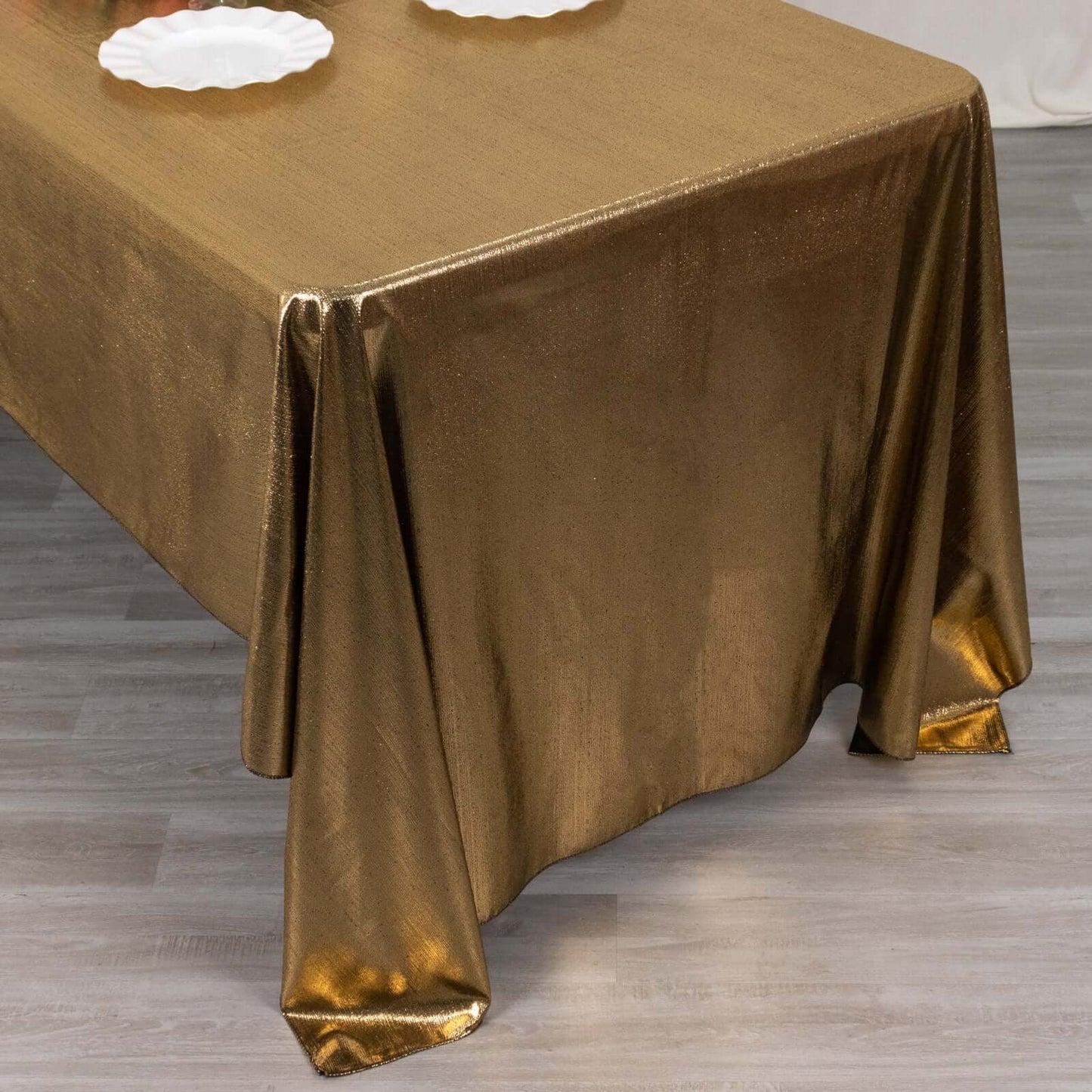 Sequin Dots Polyester 60"x126" Rectangle Tablecloth Shimmering Antique Gold - Wrinkle Free & Sparkling Table Cover