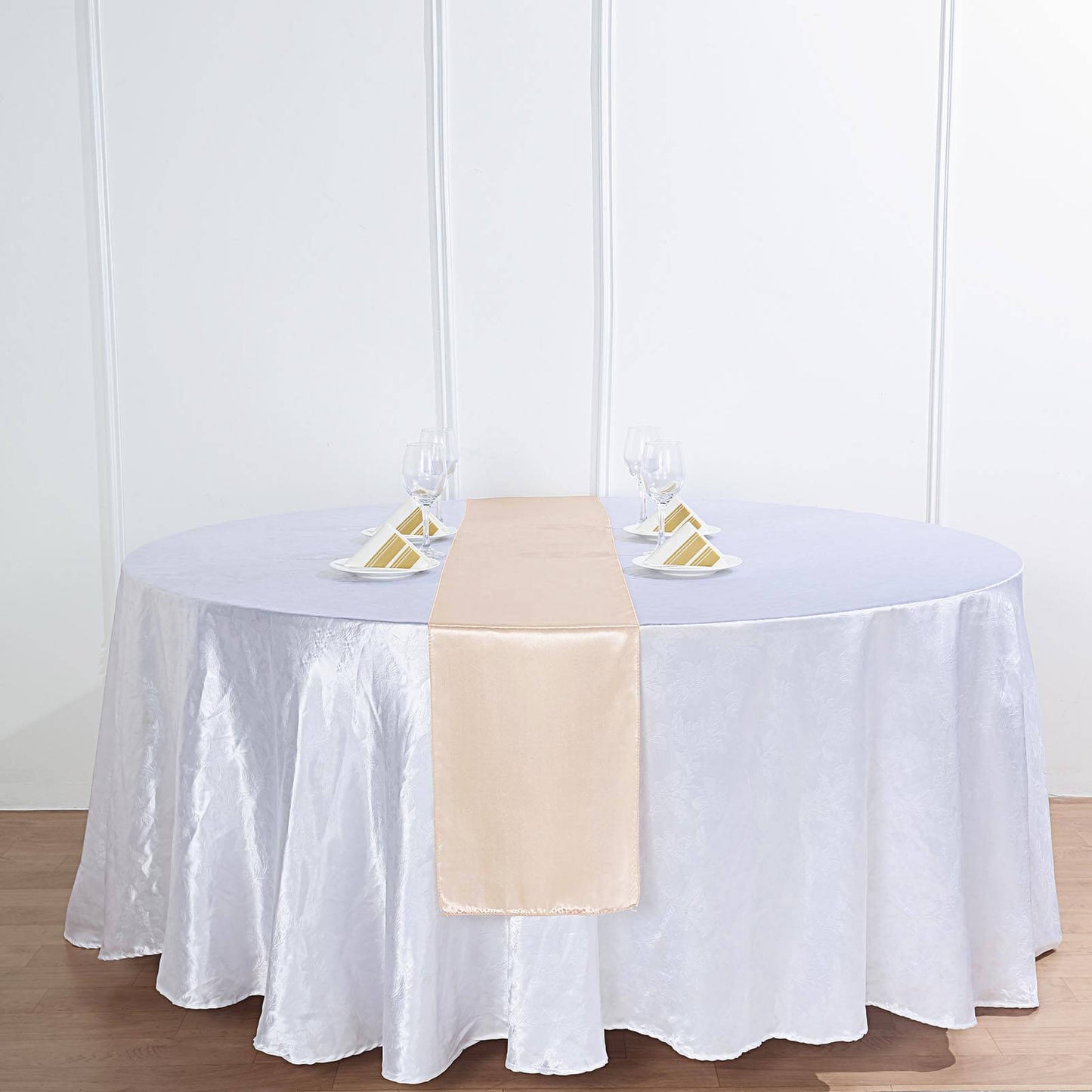 Satin 12"x108" Table Runner Beige - Stylish Table Linen