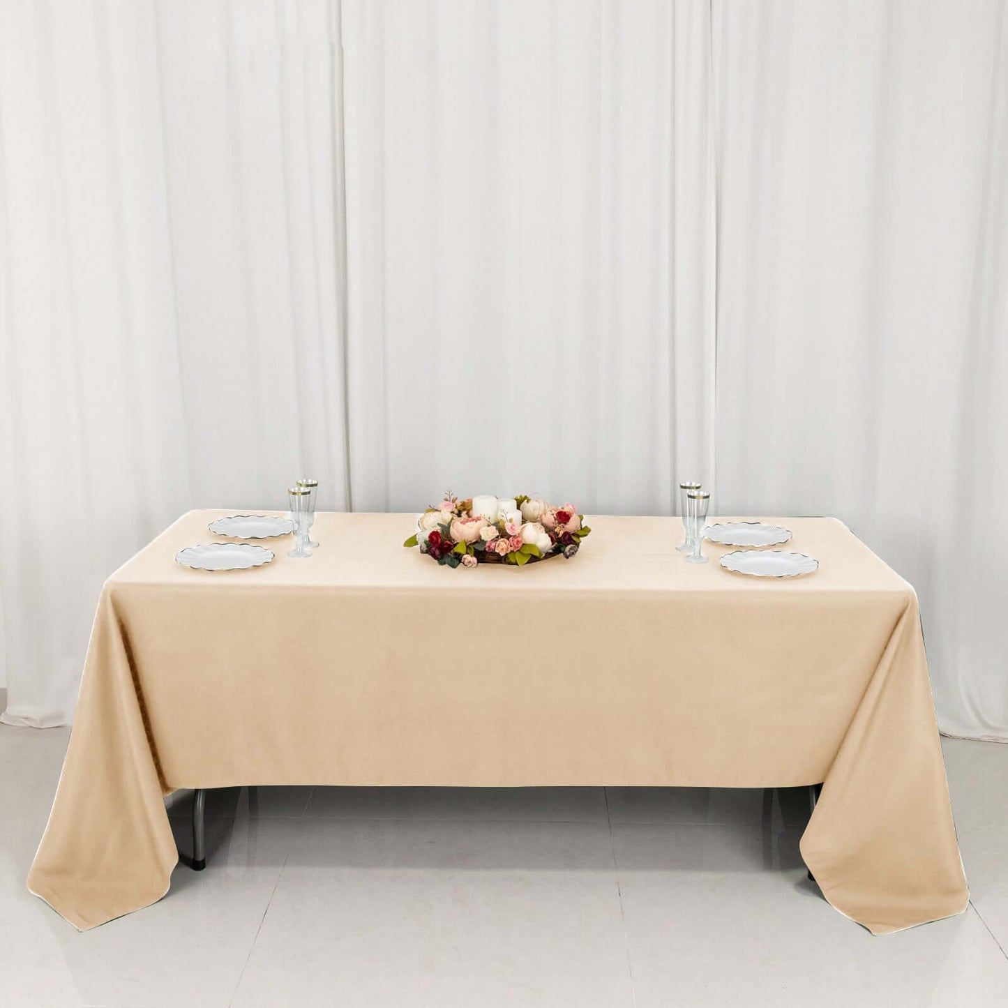 Premium Polyester 60"x126" Rectangle Tablecloth Beige - Stain-Resistant 220GSM Finish Table Cover