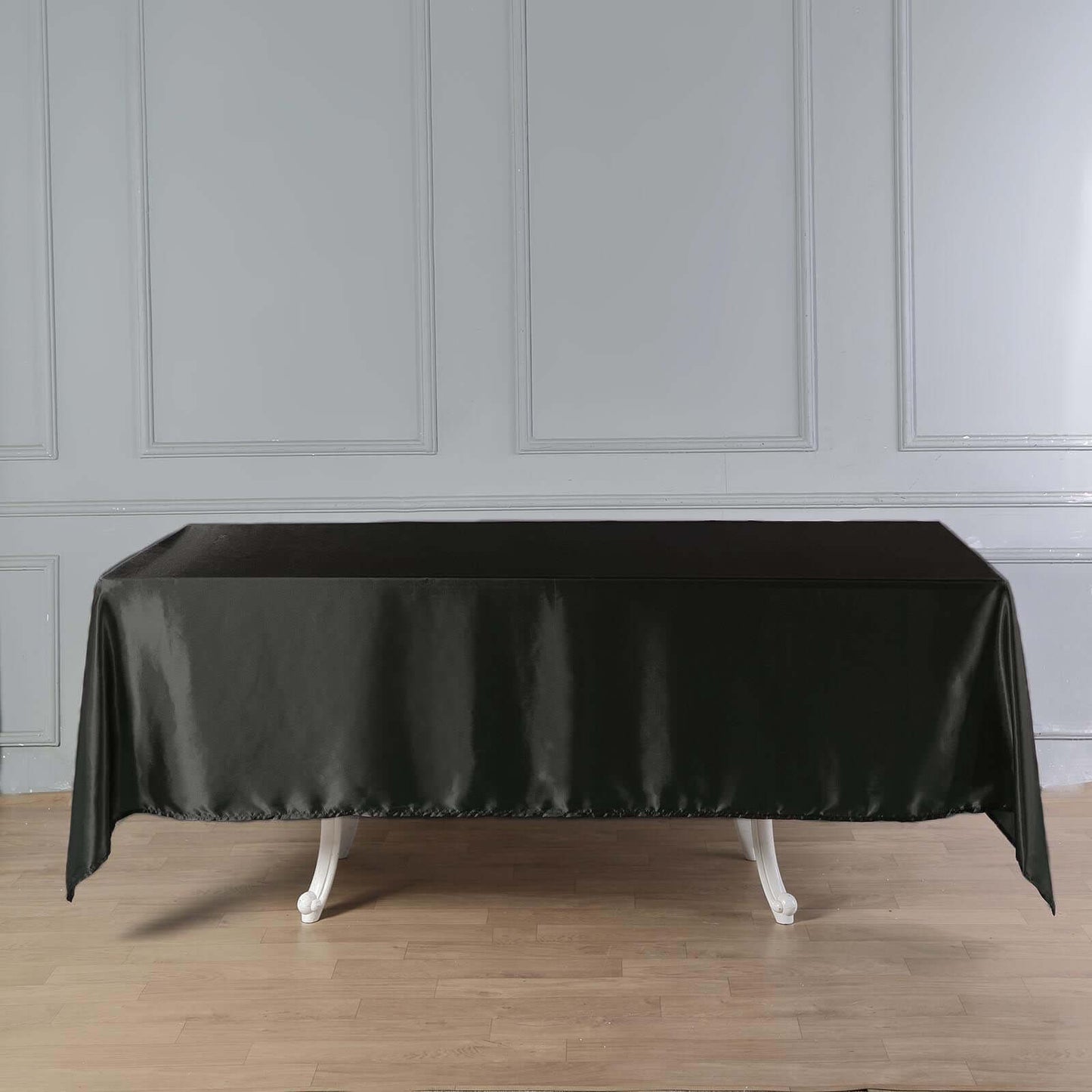Satin Rectangular 60"x102" Tablecloth Black - Smooth and Lustrous Table Cover