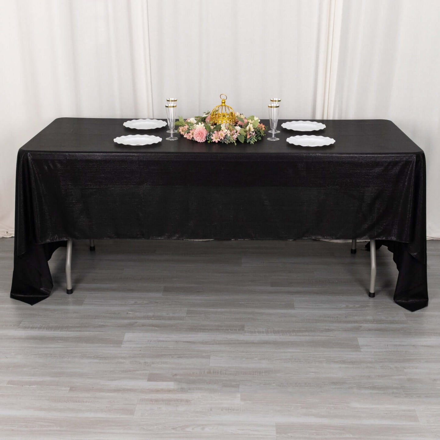 Sequin Dots Polyester 60"x126" Rectangle Tablecloth Shimmering Black - Wrinkle Free & Sparkling Table Cover