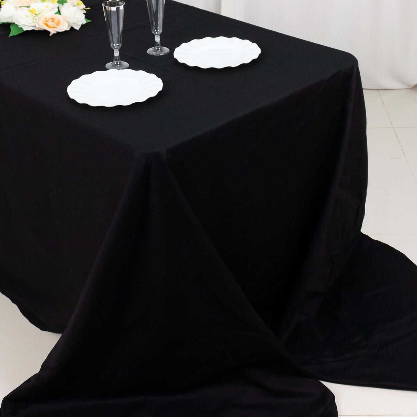 100% Cotton 90"x156" Rectangle Tablecloth Black Linen - Seamless, Soft & Breathable Table Cover