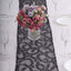 Mesh 12"x108" Table Runner Black - Leaf Vine Embroidery