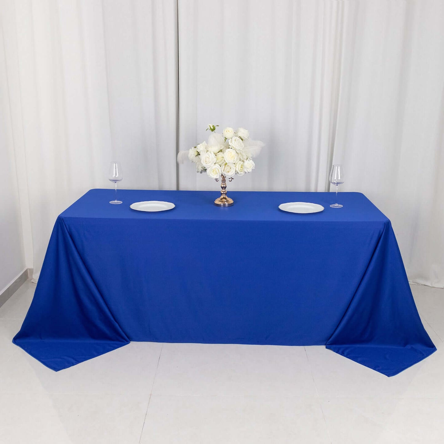 Scuba Rectangular 90"x132" Tablecloth Royal Blue - Wrinkle Free, Stain Resistant & Seamless Table Cover