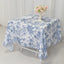 Polyester 70"x70" Square Tablecloth White - Blue French Toile Pattern for Sophisticated Settings