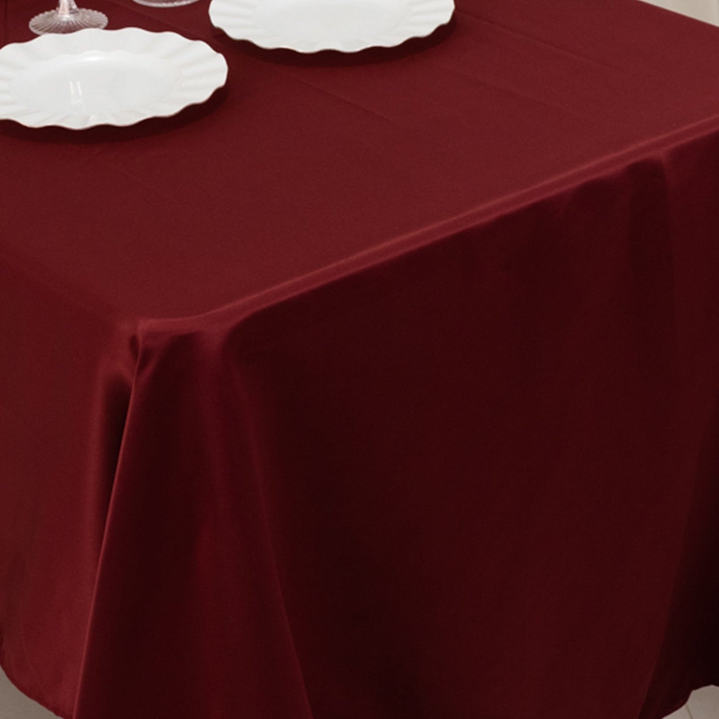 Lamour Satin 60"x126" Rectangle Tablecloth Burgundy - Soft & Silk-Like Table Cover