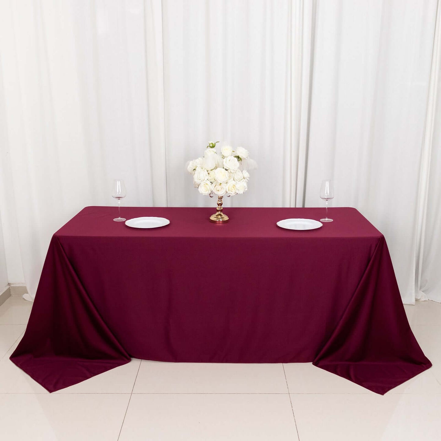 Scuba Rectangular 90"x132" Tablecloth Burgundy - Wrinkle Free, Stain Resistant & Seamless Table Cover
