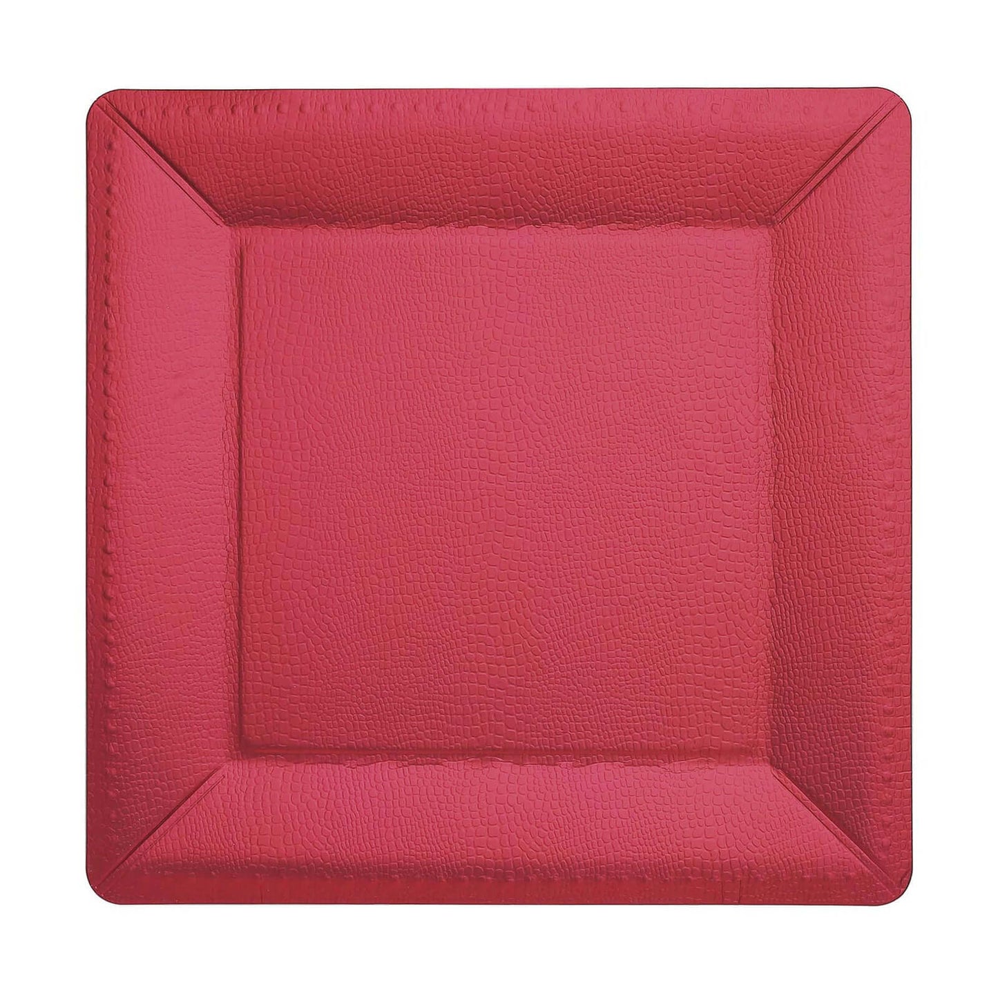 10-Pack Disposable Square Charger Plates in Burgundy with Leather Like Texture - 1100GSM Durable Paper Chargers 13"