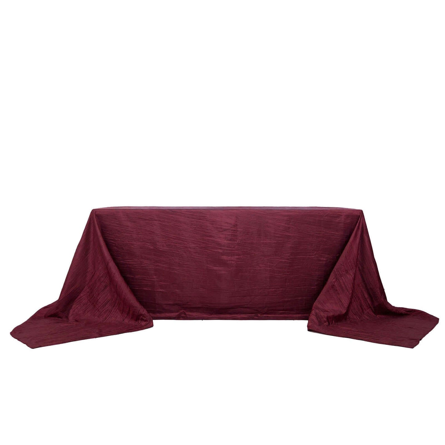 Taffeta 90"x156" Rectangle Tablecloth Burgundy - Accordion Crinkle Seamless Table Cover