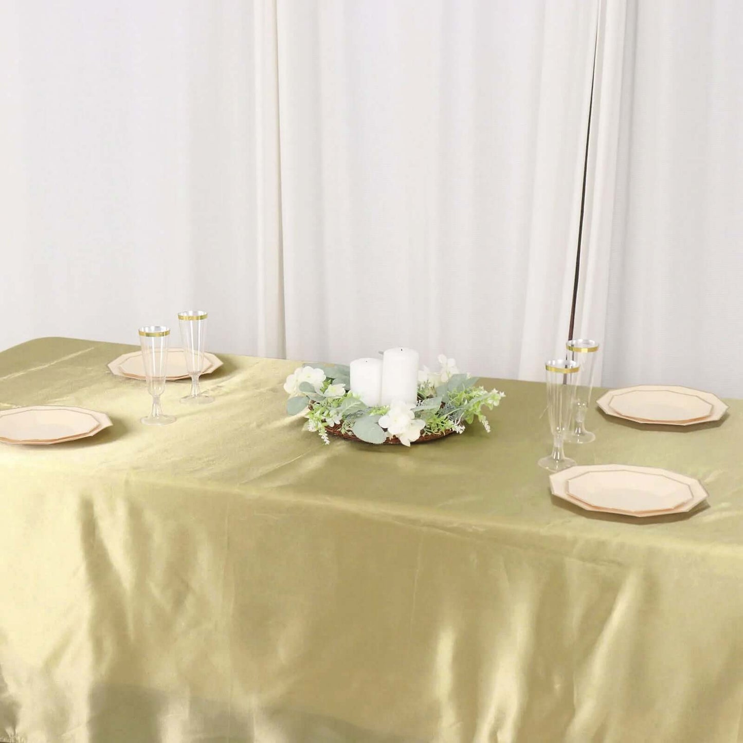 Satin Rectangular 60"x126" Tablecloth Champagne - Smooth and Lustrous Table Cover