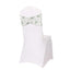 5 Pack Spandex Chair Sashes White/Dusty Sage Green French Toile Floral Pattern - Wide Wrinkle-Free Stretchable Chair Bands 8"x13"
