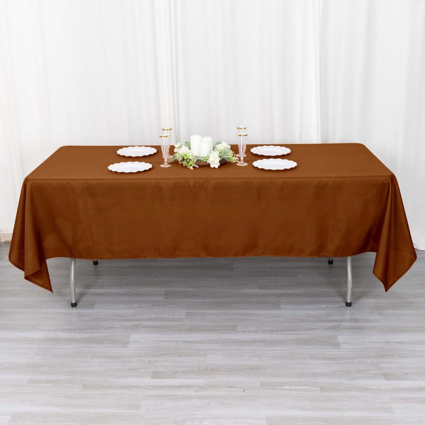 Polyester 60"x102" Rectangle Tablecloth Cinnamon Brown - Durable and Stylish Table Cover