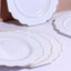 10-Pack Plastic Dinner Plates in White Baroque Design with Scalloped Gold Rim - Heavy Duty Disposable Party Plates for Events & Banquets 11"