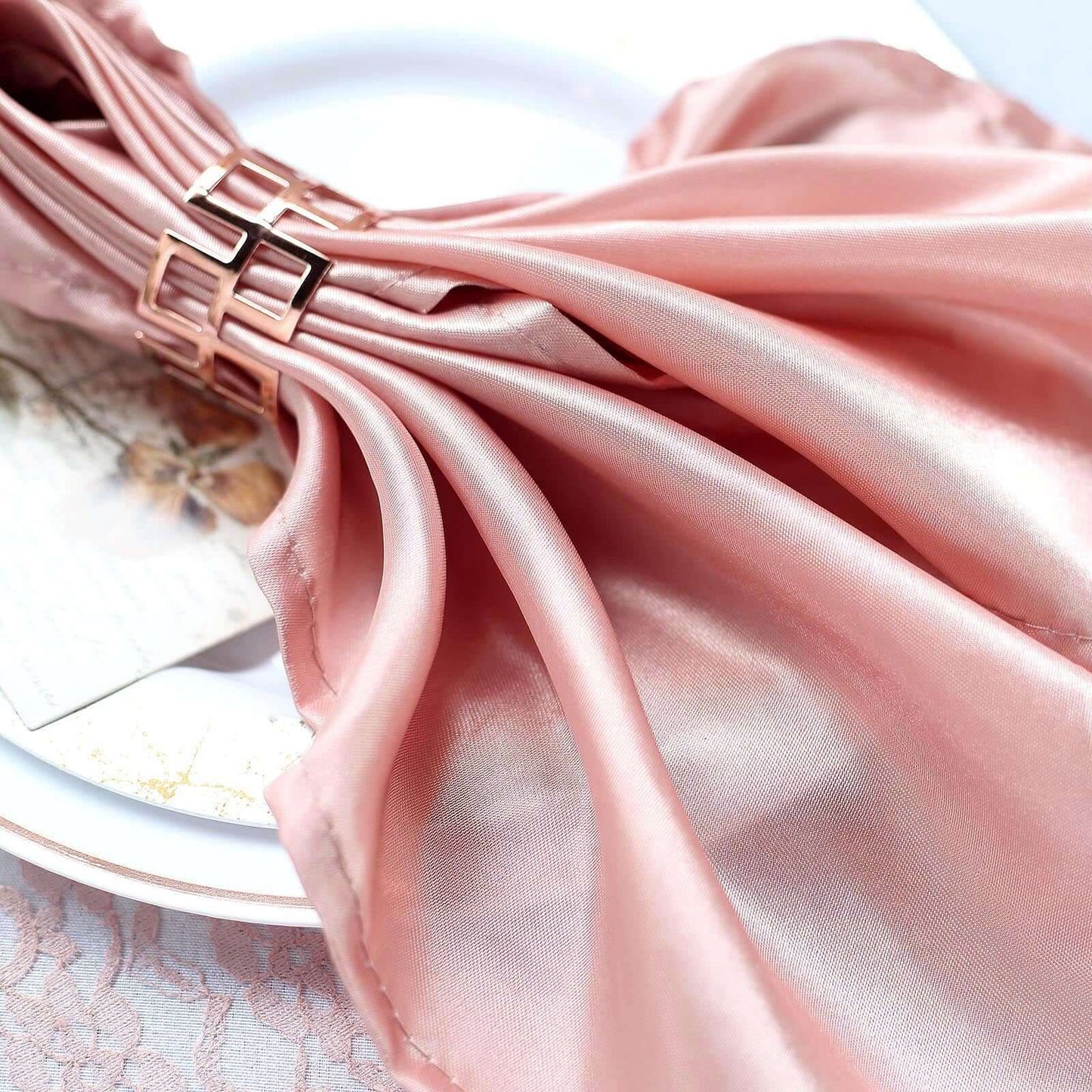 5 Pack Satin 20"x20" Napkins Dusty Rose - Luxurious Shine & Smooth Dinner Napkins