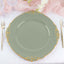6-Pack Acrylic Round Charger Plates 13" in Dusty Sage Green with Gold Embossed Baroque Rim, Antique Decorative Dinner Party Charger Tableware
