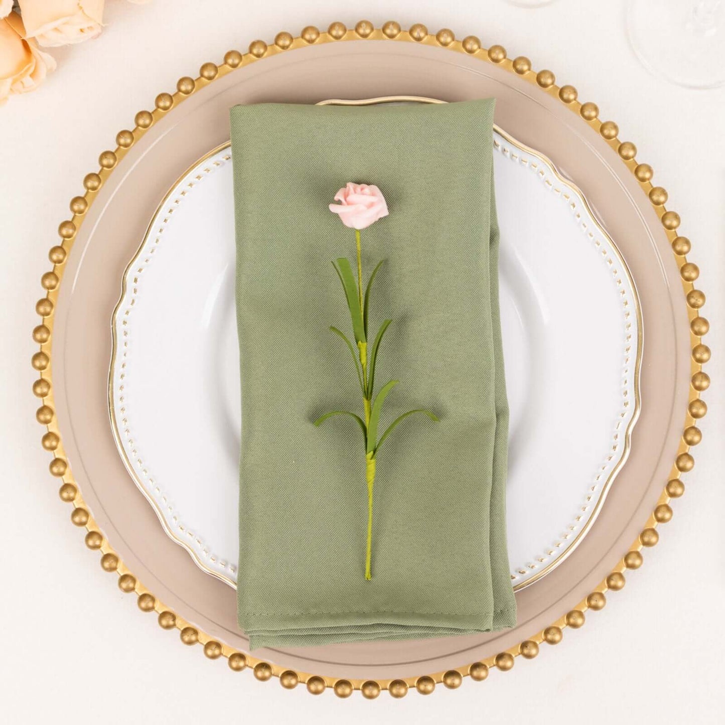5 Pack Premium Polyester 20"x20" Napkins Dusty Sage Green - Wrinkle-Resistant & Durable Dinner Napkins