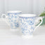 White Blue French Toile Bridal Shower Gift Set, 2 Pack Porcelain Tea Cups With Matching Keepsake Gift Box and Satin Ribbon Handle