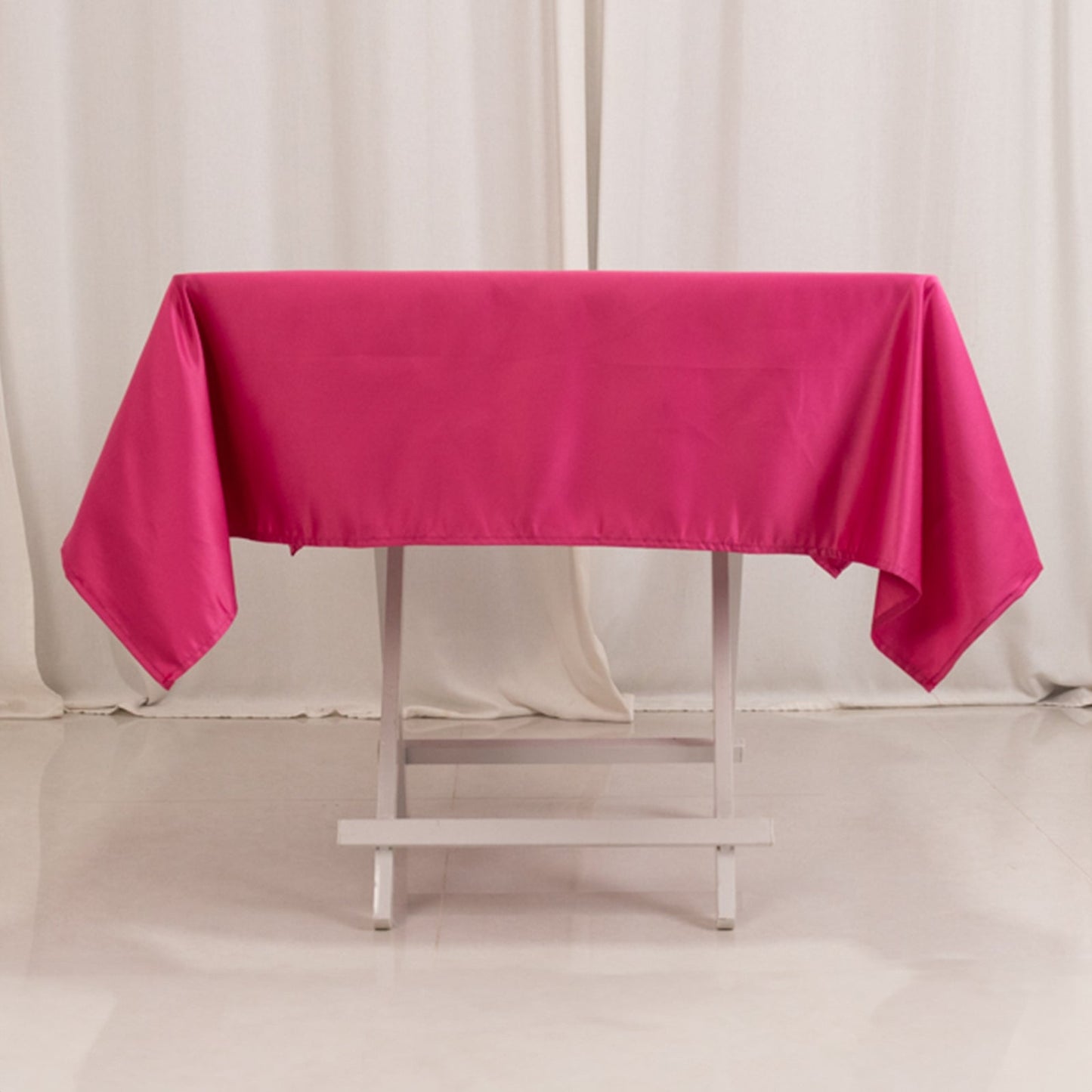 Lamour Satin 54"x54" Square Tablecloth Fuchsia - Durable & Silk-Like Table Cover