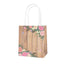 12 Pack Natural Wood Print Paper Party Favor Bags with Rose Floral Accent, Small Gift Goodie Bags With Handles - 4"x5"
