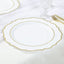 10-Pack Economy Plastic Round Charger Plates 13" in White with Gold Scalloped Rim, Decorative Dinner Party Serving Plates