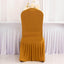 Spandex Chair Cover with Ruffle Pleated Skirt for Banquet Chairs Gold - 1-Piece Stretch Fitted Slipcover