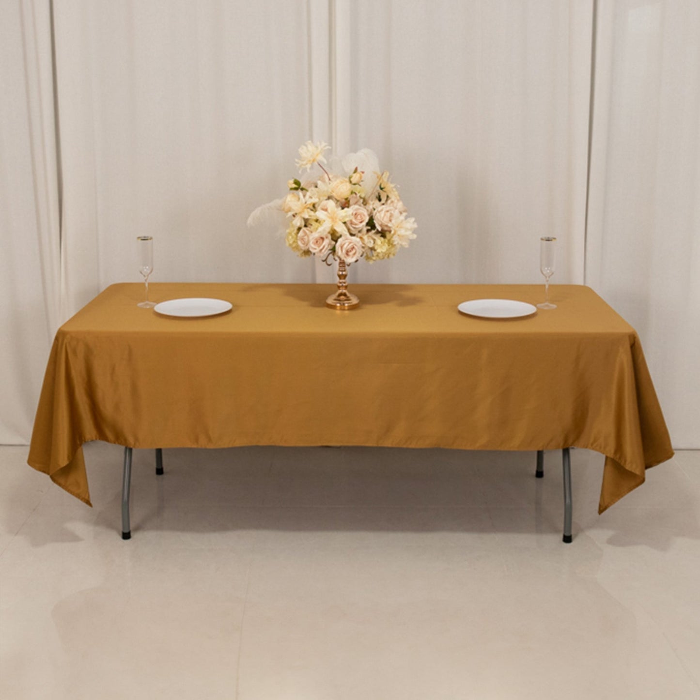 Lamour Satin 60"x102" Rectangle Tablecloth Gold - Durable & Silky Soft Feel Table Cover for Weddings & Banquets