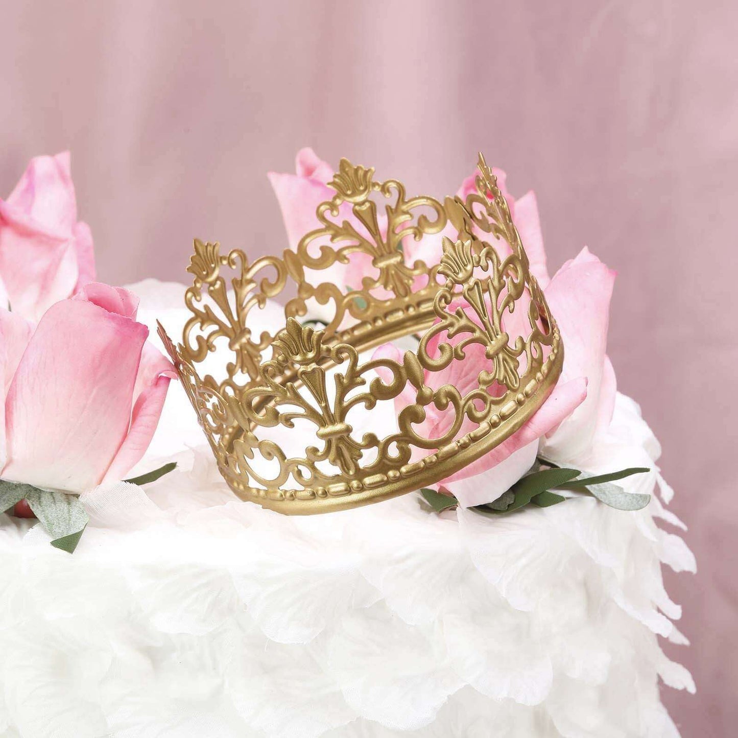 Metal Princess Crown Cake Topper Gold - Exquisite Cake Centerpiece Decor for QuinceaÃ±eras Bridal Showers & Fairytale-Themed Events 2"