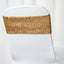 5 Pack Sequin Spandex Chair Sashes Gold - Sparkly Stretch Chair Bands for Glamorous Events 6"x15"