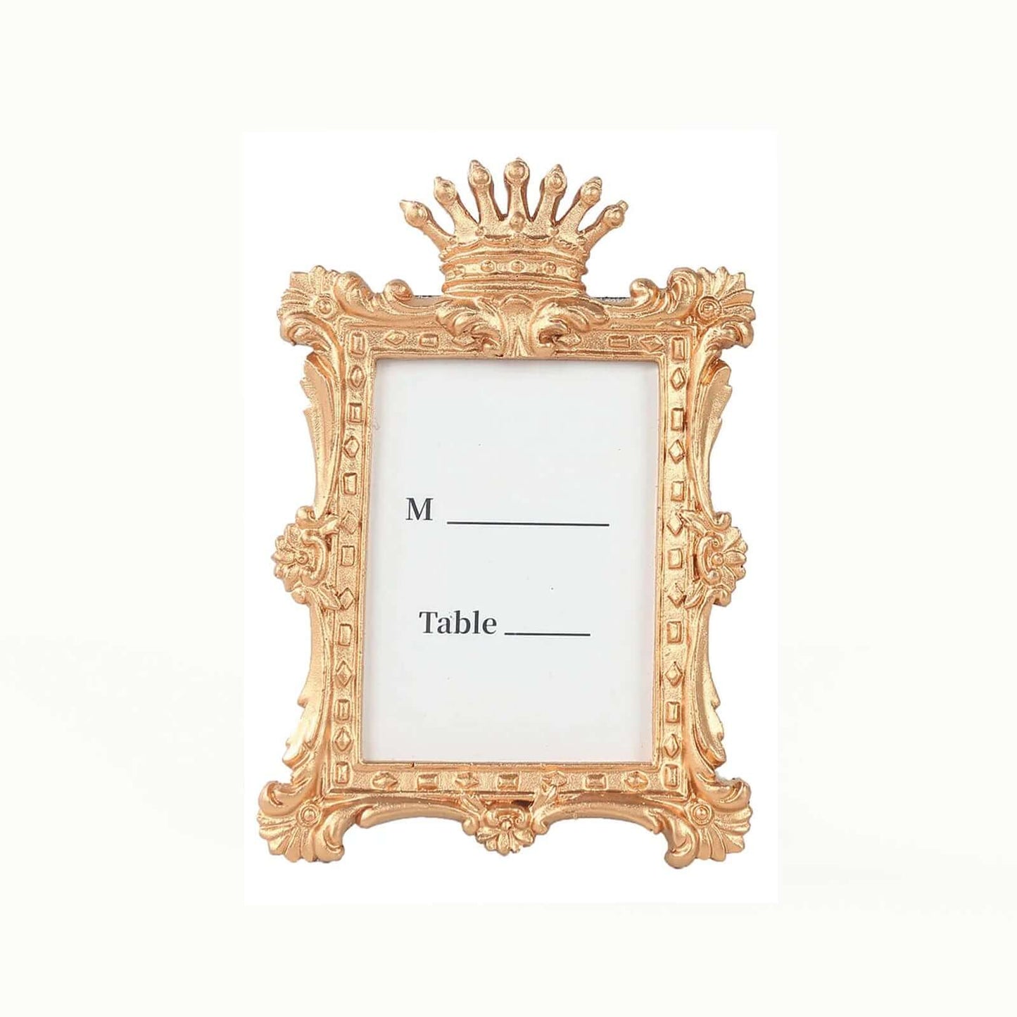 4-Pack Picture Frames Gold Resin Vintage Crown Design Rectangle - Mini Photo Frame Wedding Place Card Holders & Party Favors 4.5"x3"
