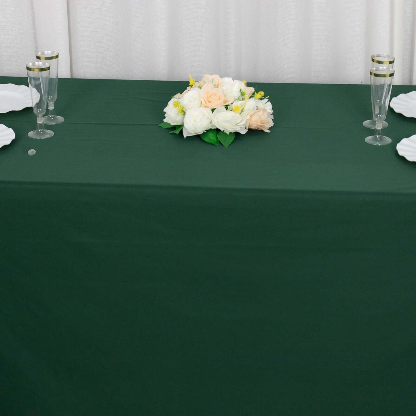 Scuba Rectangular 90"x156" Tablecloth Hunter Emerald Green - Wrinkle Free, Stain Resistant & Seamless Table Cover