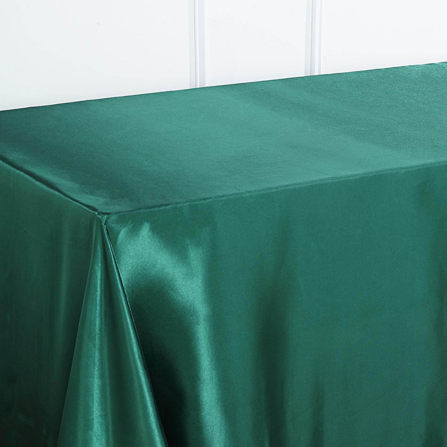 Satin Rectangular 90"x156" Tablecloth Hunter Emerald Green - Seamless Table Cover